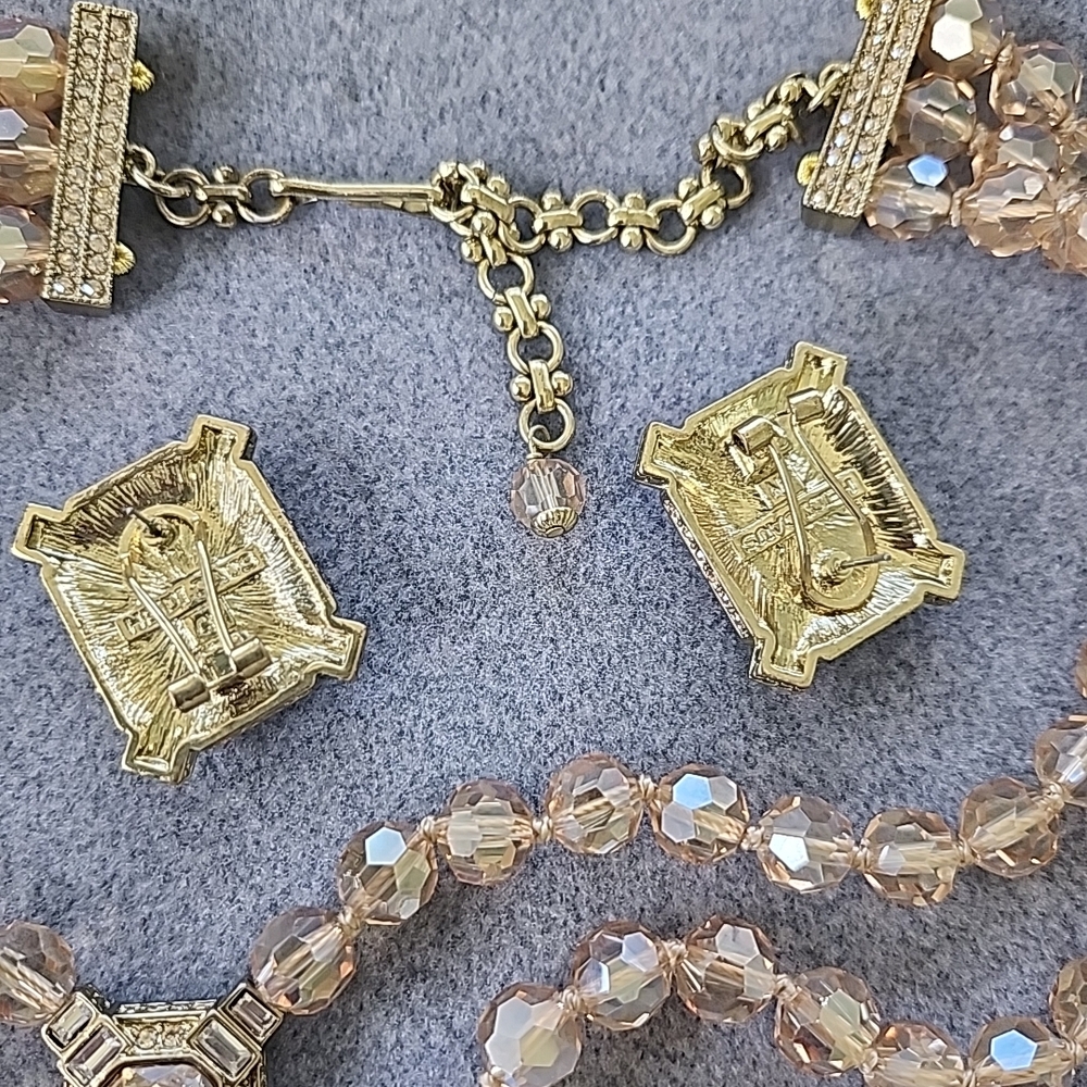 Gold-Tone Champagne Crystal Necklace & Earring Set - Picture 2 of 5